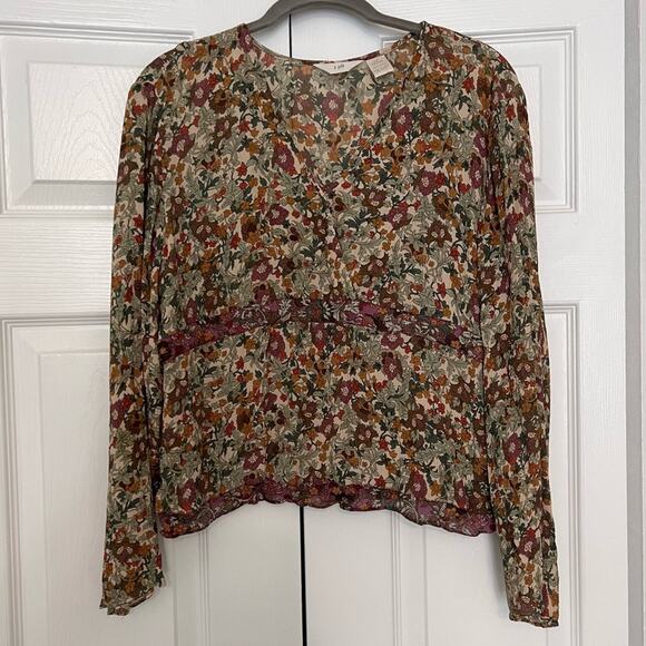 J.Jill Multicolored Floral Blouse Size LP - Picture 2 of 9
